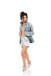 Crystal "Chain Reaction" Distressed Denim Jacket