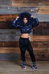 Navy "Pedestrian" Mohair Crop Bubble Coat