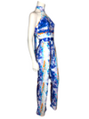Blue Tie-Dye Halter Jumpsuit