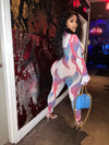 Multicolor Mesh One-Piece Catsuit