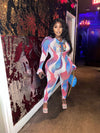 Multicolor Mesh One-Piece Catsuit